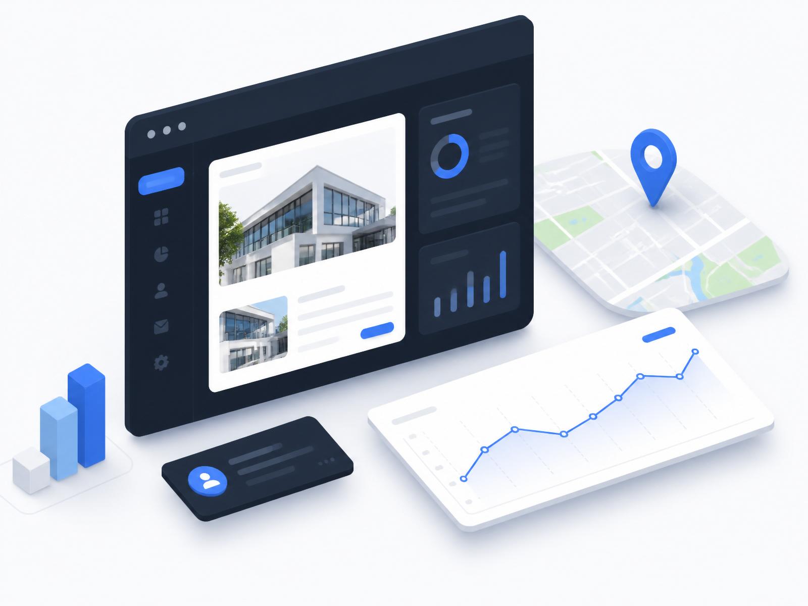 Local business dashboard showing website, Google Business profile and growth analytics